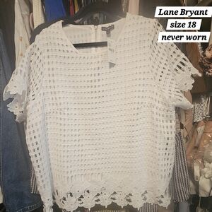 Lane Bryant White Cropped Boxy Blouse